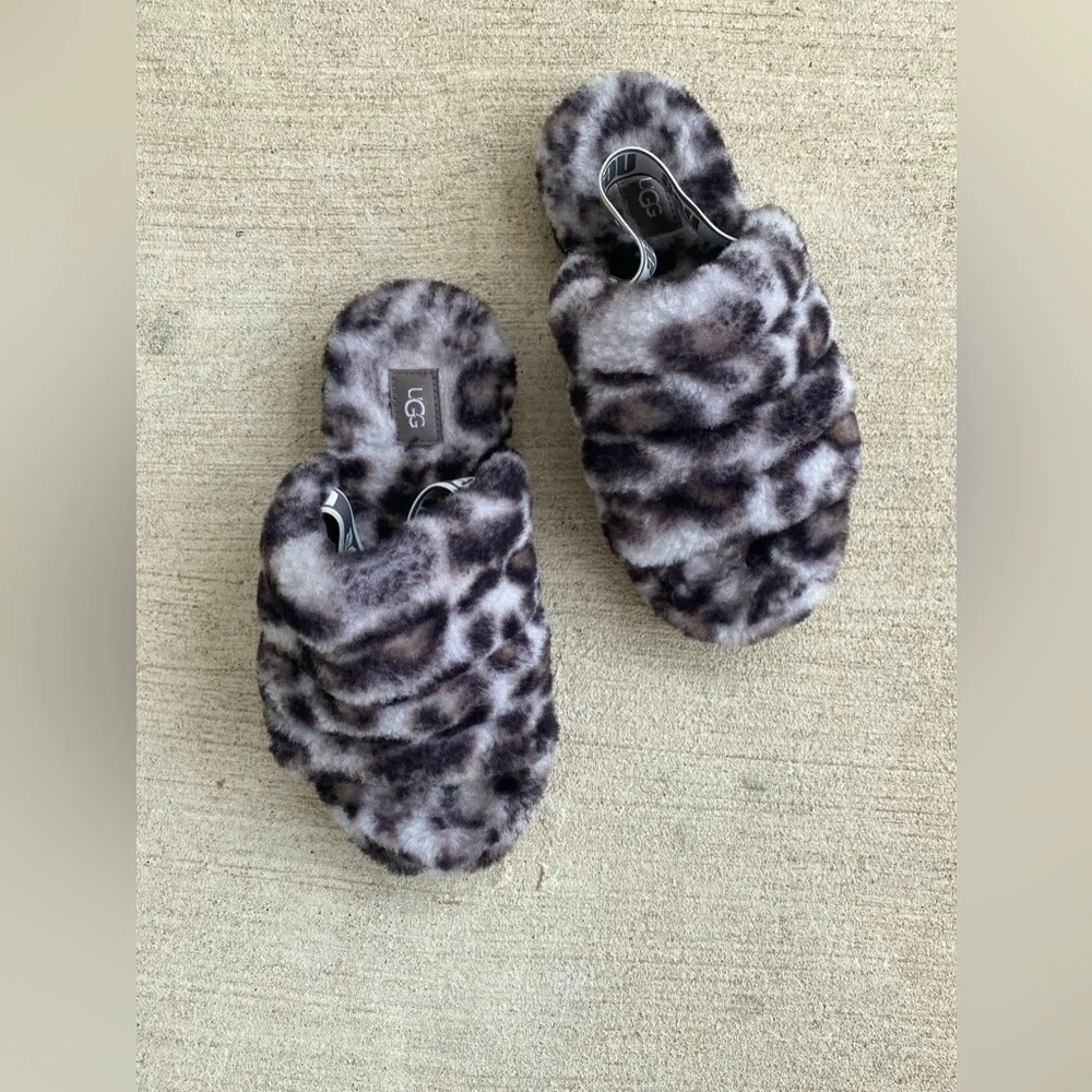 UGG Fluff Yeah Slide Youth Wool Slingback Slipper Sandal, Size 4